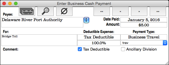 Enter Business Cash Payment